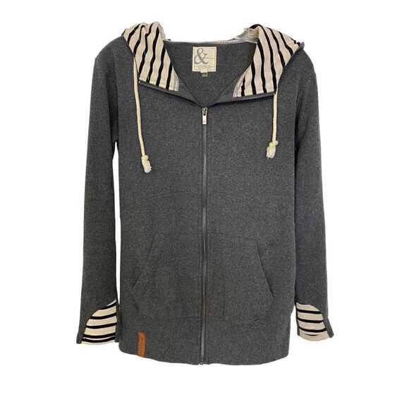 Ampersand Avenue On The Go Striped Zip Up Hoodie | Size XS - Picture 3 of 5